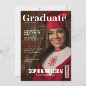 Rood en wit pet Magazine Foto afstuderen Kaart (Voorkant)