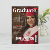 Rood en wit pet Magazine Foto afstuderen Kaart (Staand voorkant)