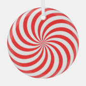 Rood en wit Pinrad/Swirl Glas Ornament (Voorkant)