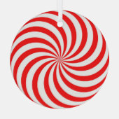 Rood en wit Pinrad/Swirl Glas Ornament (Achterkant)