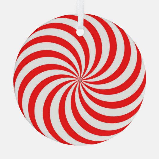 Rood en wit Pinrad/Swirl Glas Ornament (Achterkant)