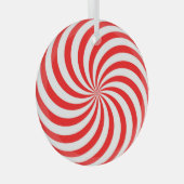 Rood en wit Pinrad/Swirl Glas Ornament (Voorkant Rechts)