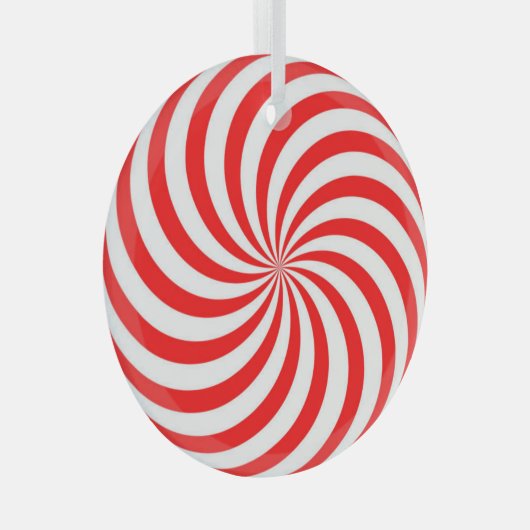 Rood en wit Pinrad/Swirl Glas Ornament (Voorkant Rechts)