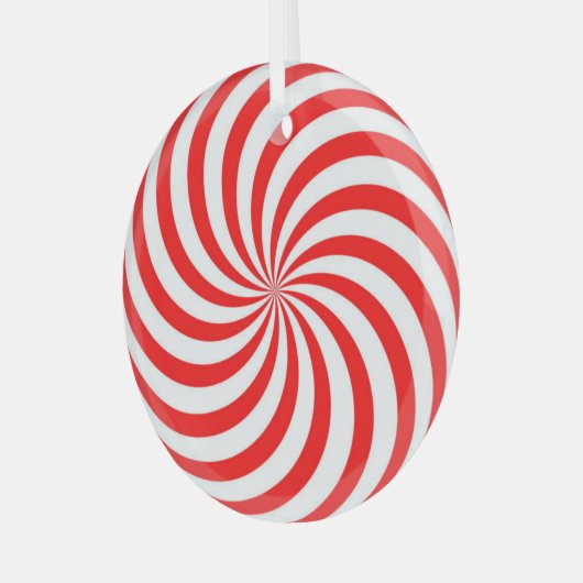 Rood en wit Pinrad/Swirl Glas Ornament (Voorkant links)
