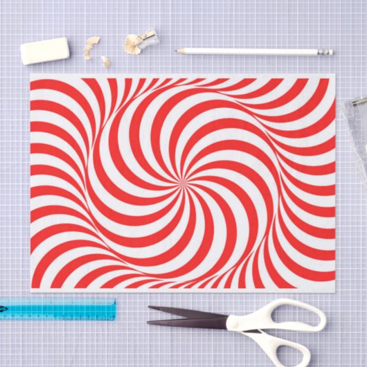 Rood en wit Pinrad/Swirl Tissuepapier (Craft)