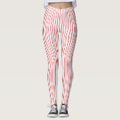 Rood en wit Pinstripe Leggings (Voorkant)
