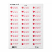 Rood en Wit Pixel Sneeuwvlok Retouradres Label (Full Sheet)