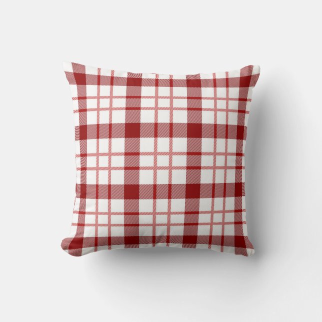 Rood en wit Plaid Pattern Sierkussen (Voorkant)