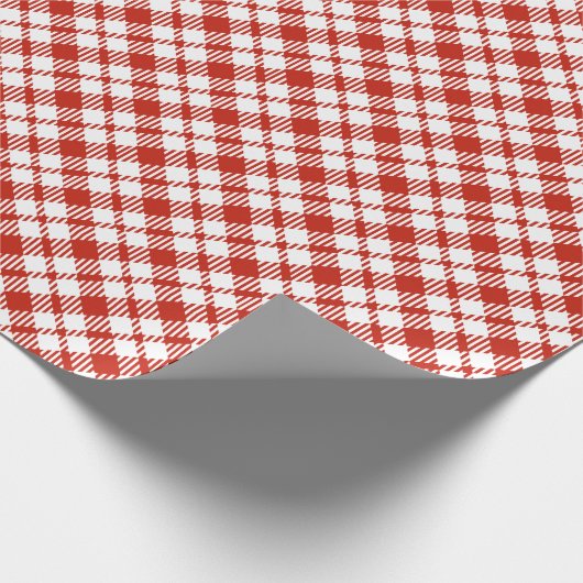 Rood en wit Plaid Pizza Baby shower Wrapping Pap Cadeaupapier (Hoek)