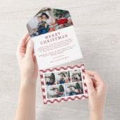 Rood en Wit Plaid Vakantie Trifold Kaart (Afscheurbaar)