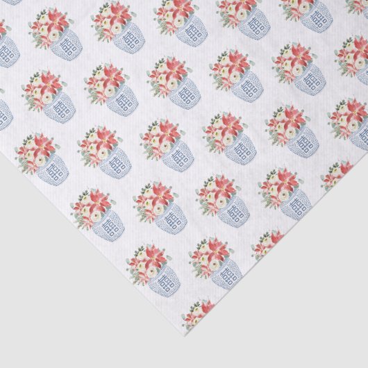 Rood en wit Poinsettia Boeket Kerstmis Tissuepapier (Detail)