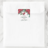 Rood en Wit Poinsettia Boeket Vierkante Sticker (Tas)