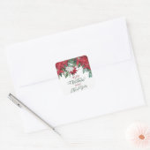 Rood en Wit Poinsettia Boeket Vierkante Sticker (Envelop)
