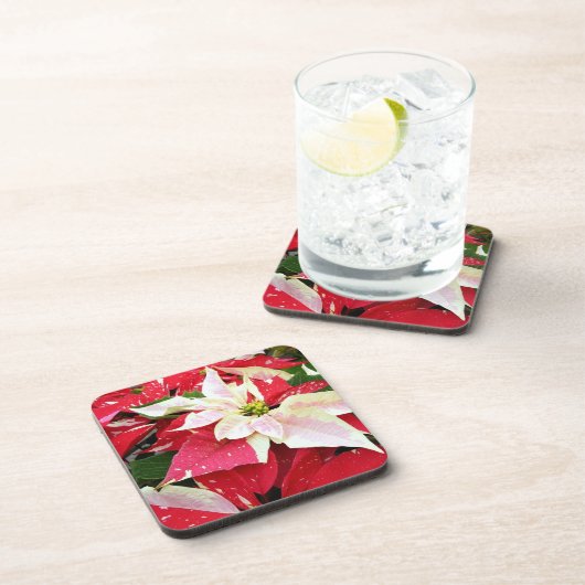 Rood en wit poinsettia Holiday Beverage Coaster Bier Onderzetter (Rechterzijde)