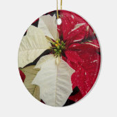 Rood en wit Poinsettia Holiday Keramisch Ornament (Links)