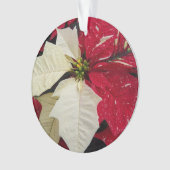 Rood en wit Poinsettia Holiday Ornament (voorkant)