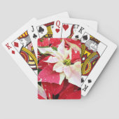 Rood en wit Poinsettia Holiday Pokerkaarten (Achterkant)