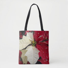 Rood en wit Poinsettia Holiday Tote Bag