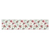 Rood en wit Poinsettia Kersttafel Runner Korte Tafelloper (Horizontaal)