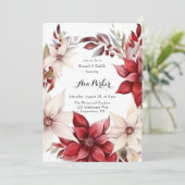 Rood en Wit Poinsettia Krans Vrijgezellenfeest Kaart (Staand voorkant)