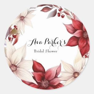 Rood en Wit Poinsettia Krans Vrijgezellenfeest Ronde Sticker