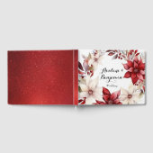 Rood en Wit Poinsettia Krans Waterverf Bruiloft Gastenboek (Volledig)