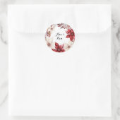 Rood en Wit Poinsettia Krans Waterverf Bruiloft Ronde Sticker (Tas)