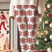 Rood en wit Poinsettia Patroon Kerstmis Leggings