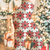 Rood en wit Poinsettia Patroon Kerstmis Leggings