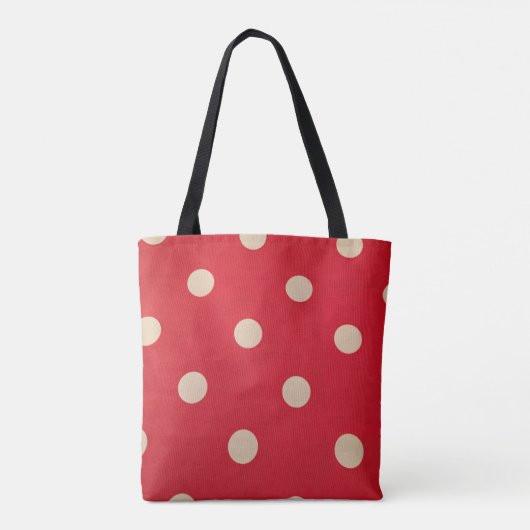 Rood en wit poka Dot-Canvas tas (Achterkant)