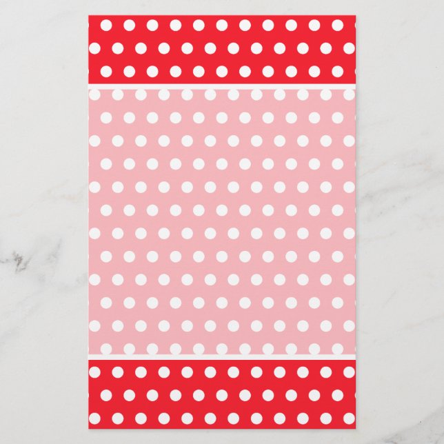 Rood en wit poka stip patroon. Spottig. (Voorkant)
