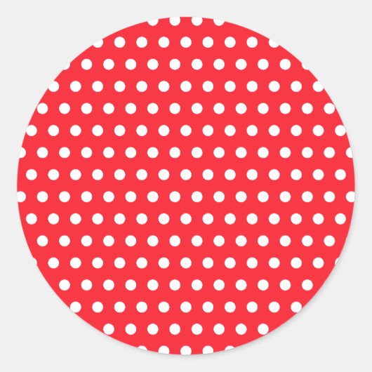 Rood en wit poka stip patroon. Spottig. Ronde Sticker (Voorkant)