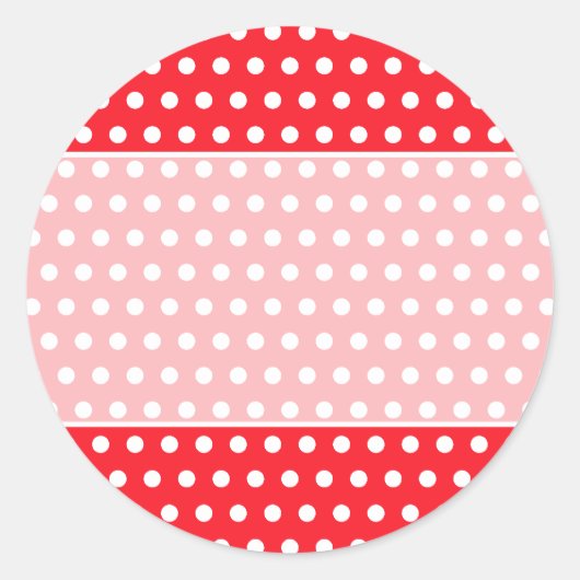 Rood en wit poka stip patroon. Spottig. Ronde Sticker (Voorkant)