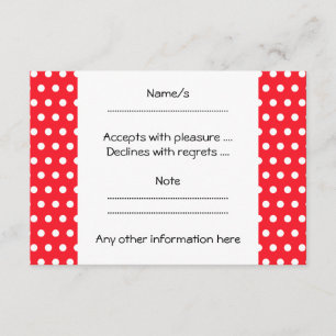 Rood en wit poka stip patroon. Spottig. RSVP Kaartje