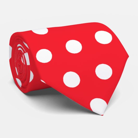 Rood en wit poka stip patroon. Spottig. Stropdas (Opgerold)