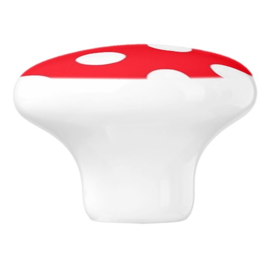 Rood- en wit pokadopatroon keramische knop (Zijkant)