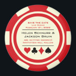 Rood en Wit Poker Chip Casino Opslaan De Datum Magneet<br><div class="desc">Vertroebel je gasten door ze deze rode en off witte pokerchip te sturen,  sla de datummagneten op om op hun koelkast te plaatsen. Ze wachten met spanning op de formele uitnodiging voor deze zeker leuke bruiloft!</div>
