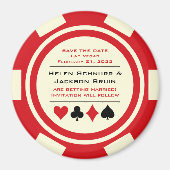 Rood en Wit Poker Chip Casino Opslaan De Datum Magneet (Voorkant)