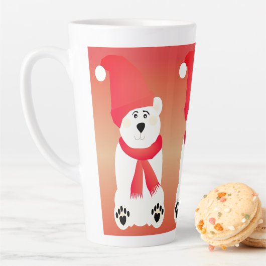 Rood en Wit Polar Beer Latte Mok (In situ)