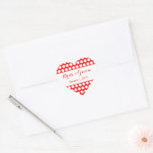 Rood en Wit Polka Dot Bruiloft Hart Sticker (Envelop)