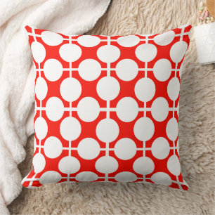 Rood en wit polka dot en check patroon is ver weg kussen