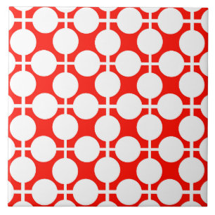 Rood en wit polka dot en check patroon is ver weg tegeltje