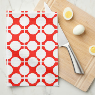 Rood en wit polka dot en check patroon is ver weg theedoek
