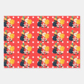 Rood en wit Polka Dot Holly Jolly Santa Pattern Inpakpapier Vel (Voorkant 3)