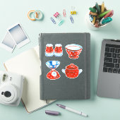 Rood en wit Polka Dot keukengerei Sticker (iPad Cover)