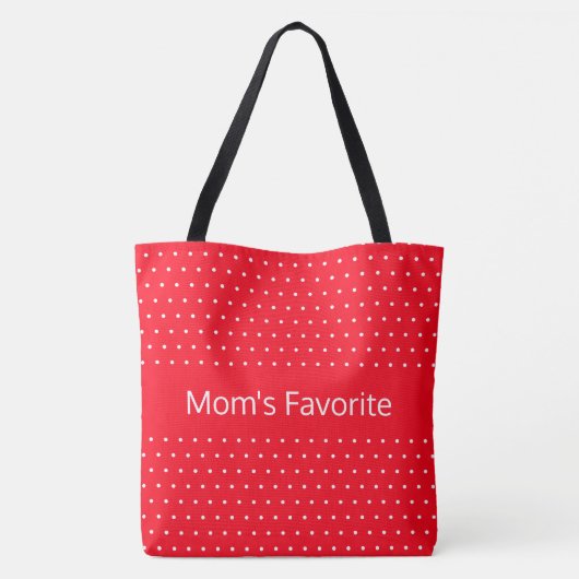 Rood en wit polka dot ontworpen tote bag (Achterkant)