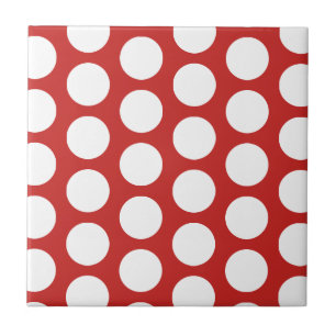 Rood en wit polka dot patroon op maat bedrukt tegeltje