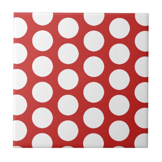 Rood en wit polka dot patroon op maat bedrukt tegeltje (Voorkant)