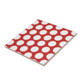 Rood en wit polka dot patroon op maat bedrukt tegeltje (Zijkant)