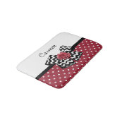 Rood en Wit Polka Dots Leuk Roos Chevron Bow Badmat (Gekanteld)
